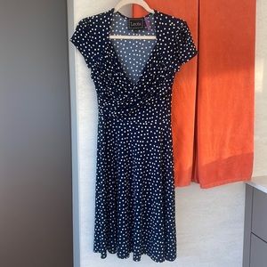 Leota blue polka dot dress